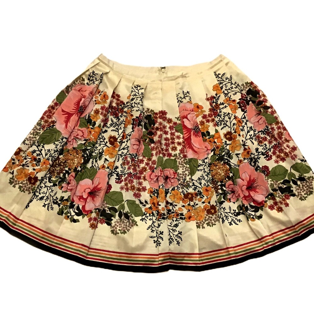 Romantic Floral Skirt Womens Size 6 Pleated A-Line Chic Knee Length Old Navy
